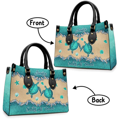 Salty Lil' Beach - Personalized Turtle Leather Handbag