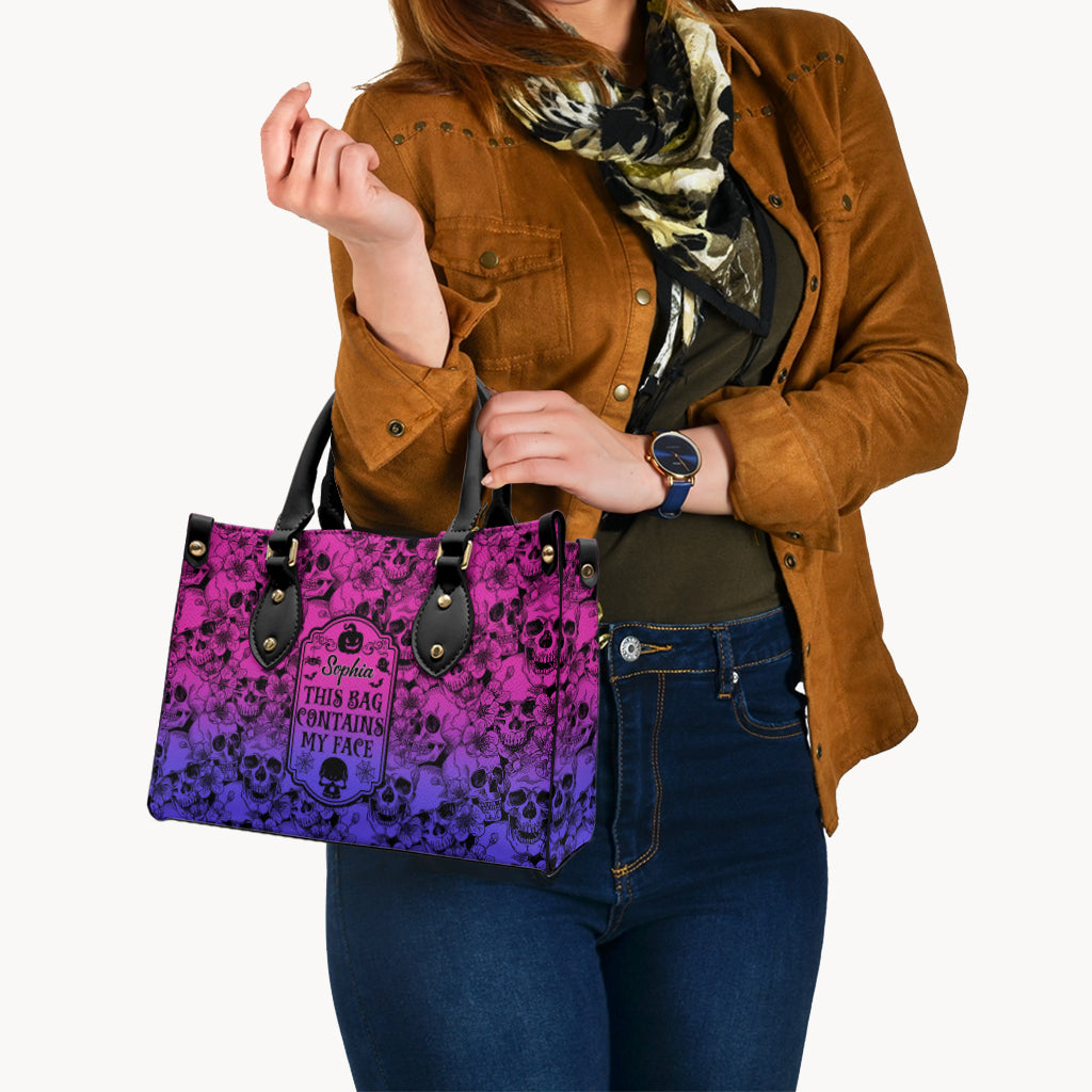 This Bag Contains My Face - Personalized Skull Leather Handbag