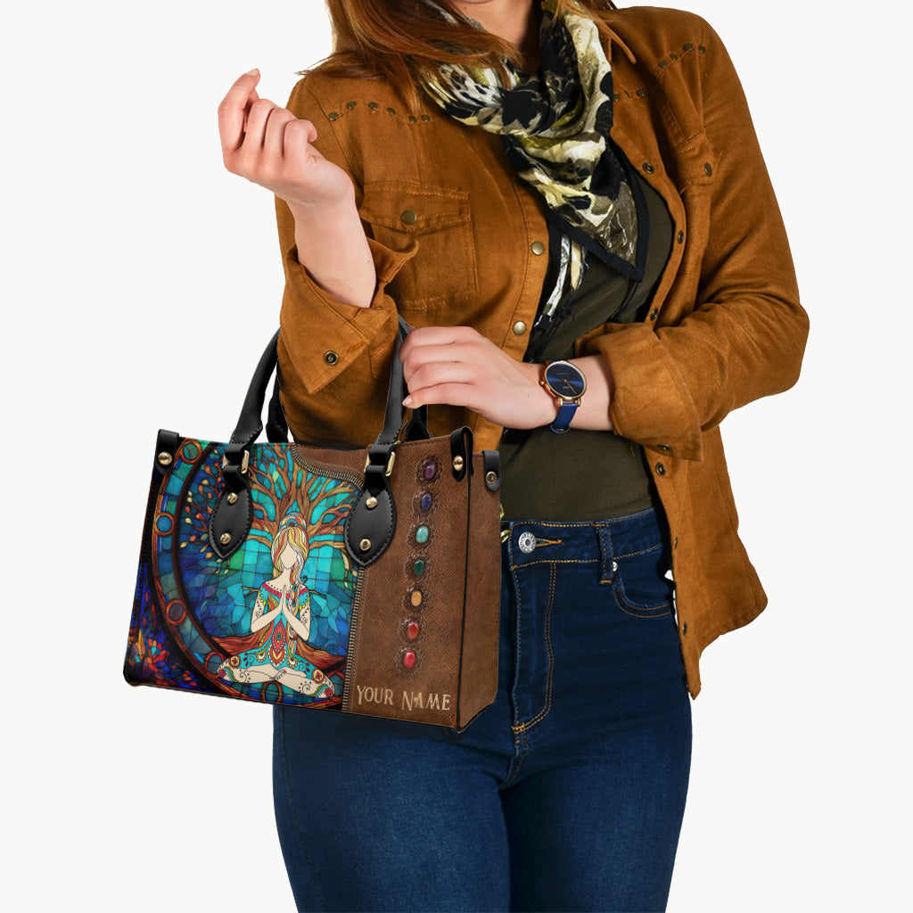 Namaste Green - Personalized Yoga Leather Handbag