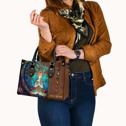 Namaste Green - Personalized Yoga Leather Handbag