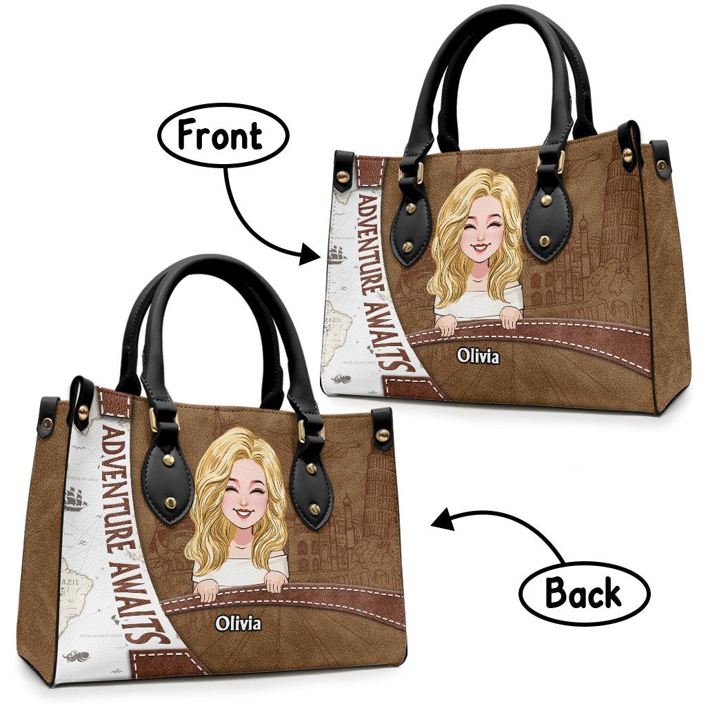 Adventure Awaits - Personalized Travelling Leather Handbag