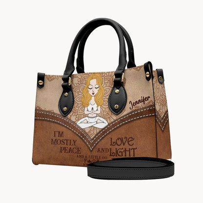 I'm Mostly Peace - Personalized Yoga Leather Handbag