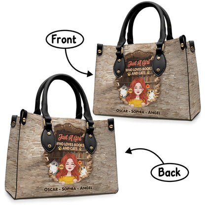 Love Books And Cats - Personalized Book Leather Handbag