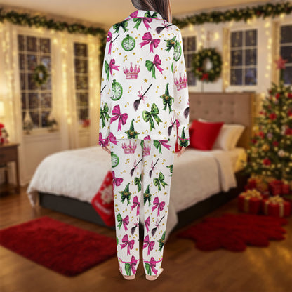 Elegant Christmas Pajama Set – Cute Bow and Ornament Pajamas | Holiday Sleepwear, Pajama Gift Set, Girl Pajamas, Cozy Pajamas for My Love, Christmas Pajamas for Women HPRPJMADL-05