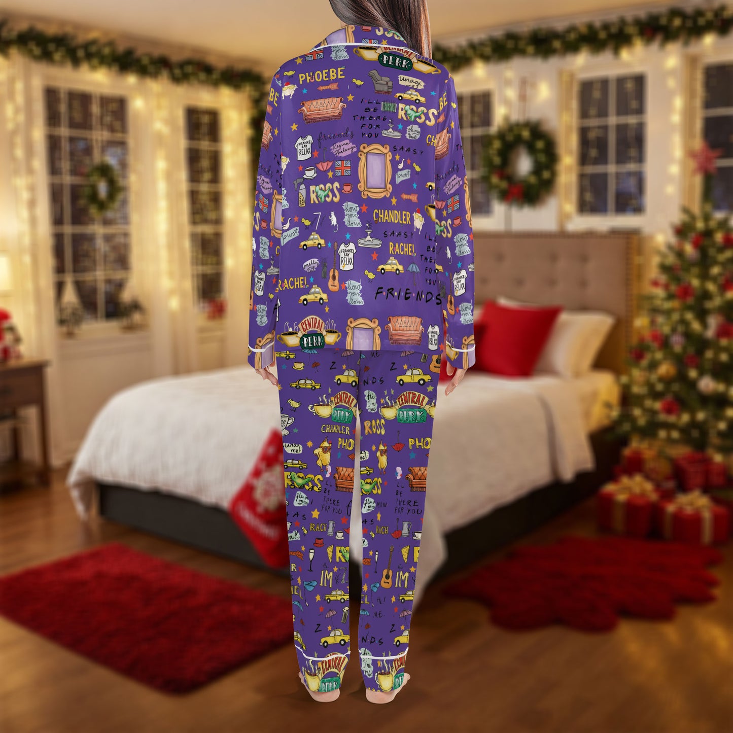 Friends TV Show Pajama Set – Purple Retro Pajamas | Cozy Pajama Gift Set, Cute Pajamas for My Love, Family Pajamas for Women, Men, Kids & Youth HPRPJMADL-23