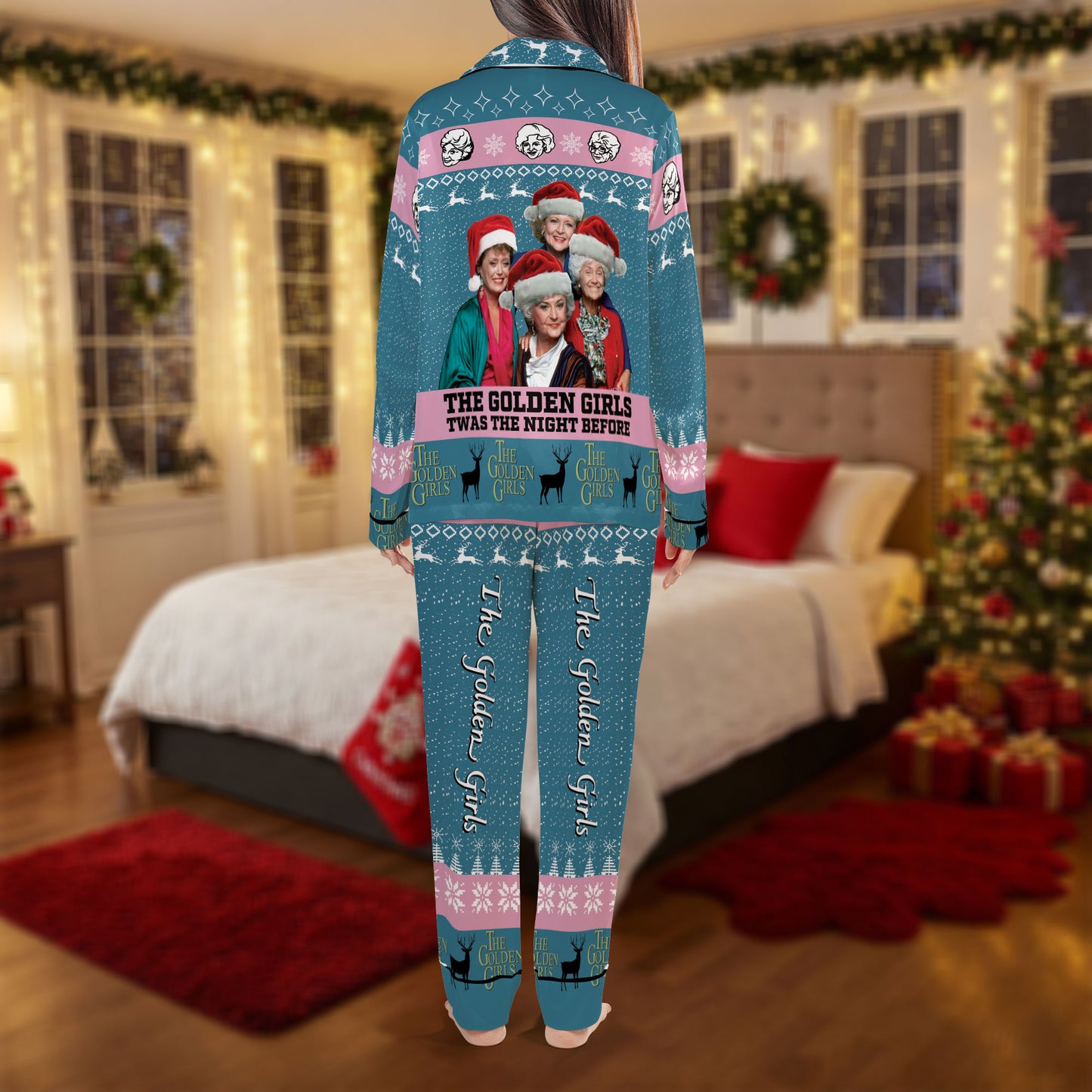 Golden Girls Christmas Pajama Set – Funny Retro Holiday Pajamas | Cozy Pajama Gift Set, Cute Pajamas for My Love, Family Pajamas for Women, Men, Kids & Youth HPRPJMADL-35