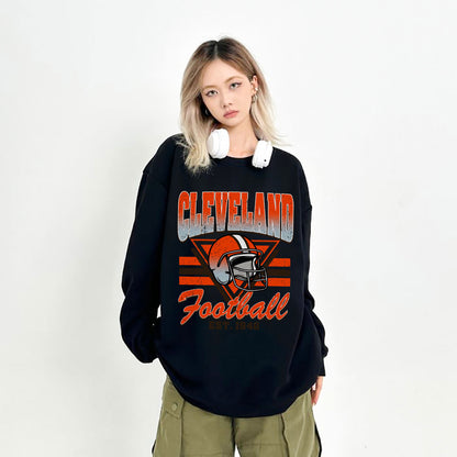 CLEVELEND FOOTBALL EST 1946 Football Sweatshirt, CLEVELEND FOOTBALL EST 1946 Shirt Retro Style 90s Vintage Unisex Crewneck, Graphic Tee Gift For Football Fan Sport