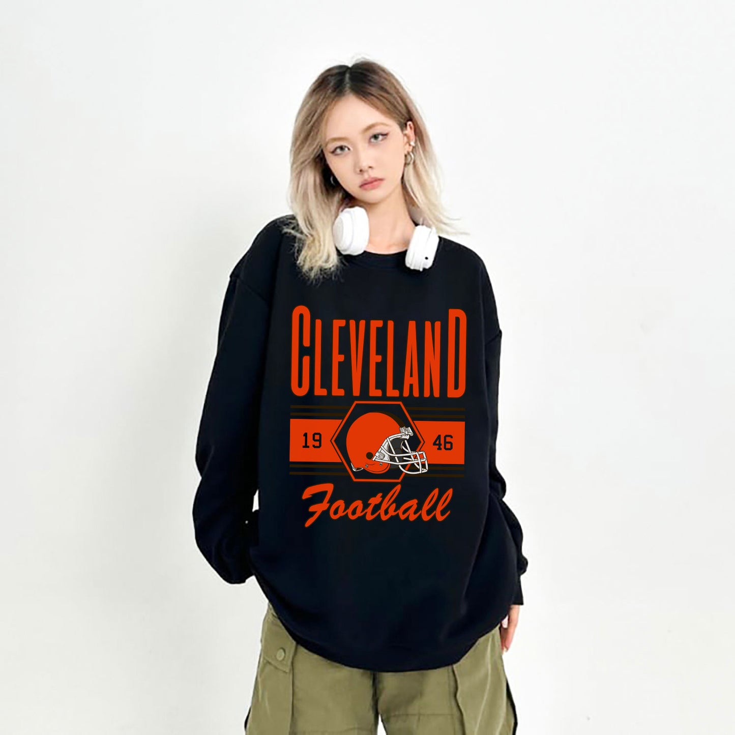 Cleveland Football Sweatshirt, Cleveland Shirt Retro Style 90s Vintage Unisex Crewneck, Graphic Tee Gift For Football Fan Sport