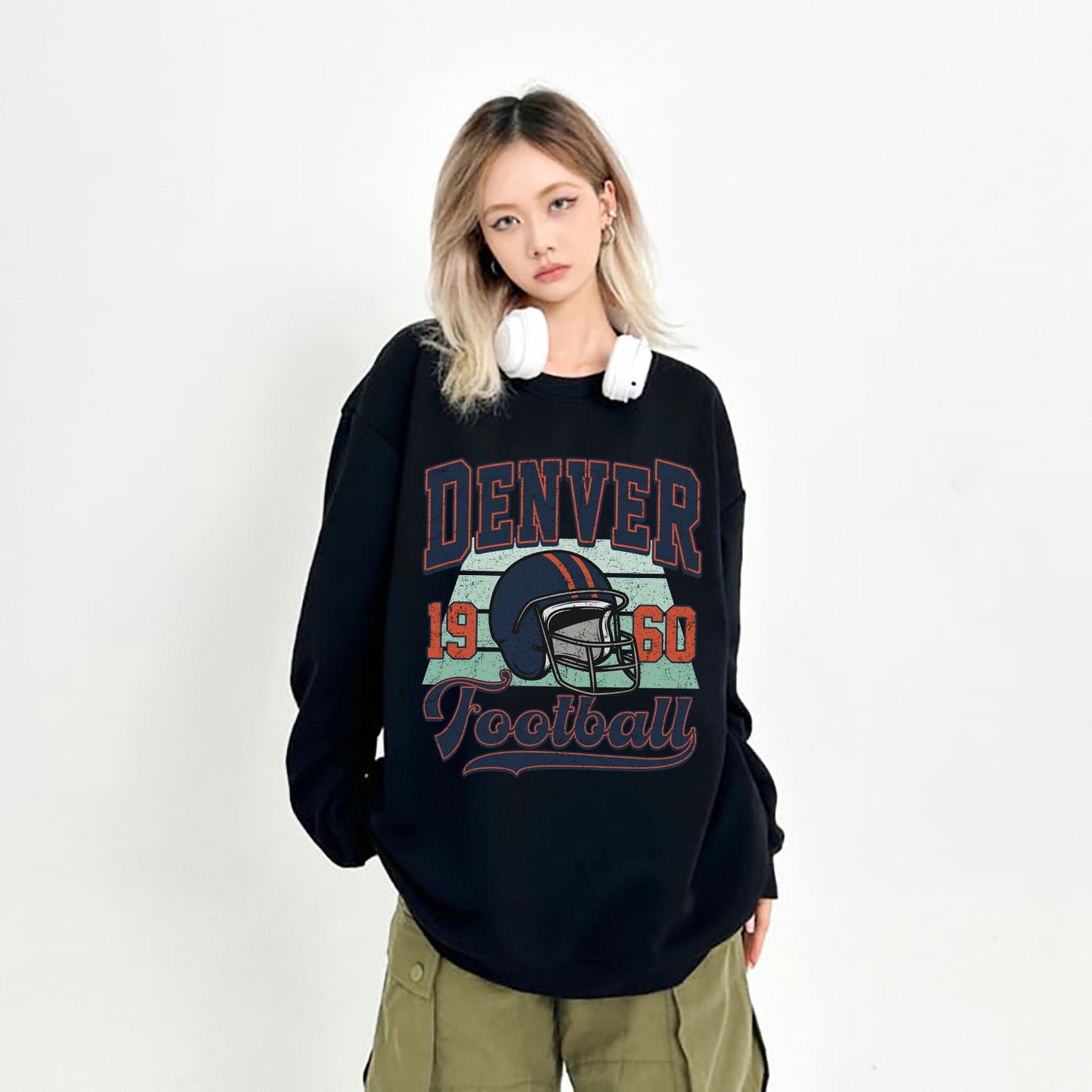 Denver Football Sweatshirt, Denver FOOTBALL Shirt Retro Style 90s Vintage Unisex Crewneck, Graphic Tee Gift For Football Fan Sport
