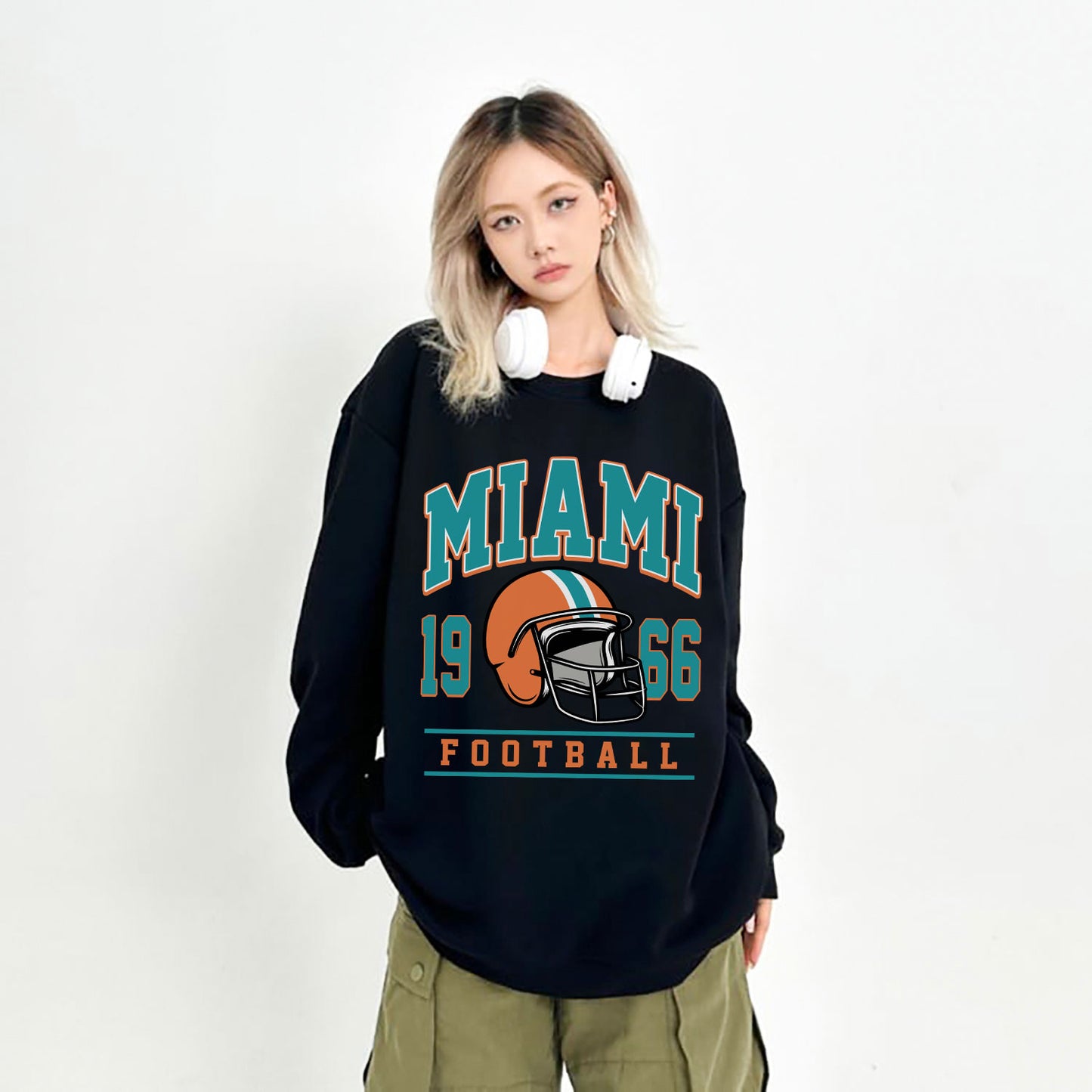 MIAMI 1966 FOOTBALL Sweatshirt, MIAMI 1966 FOOTBALL Shirt Retro Style 90s Vintage Unisex Crewneck, Graphic Tee Gift For Football Fan Sport