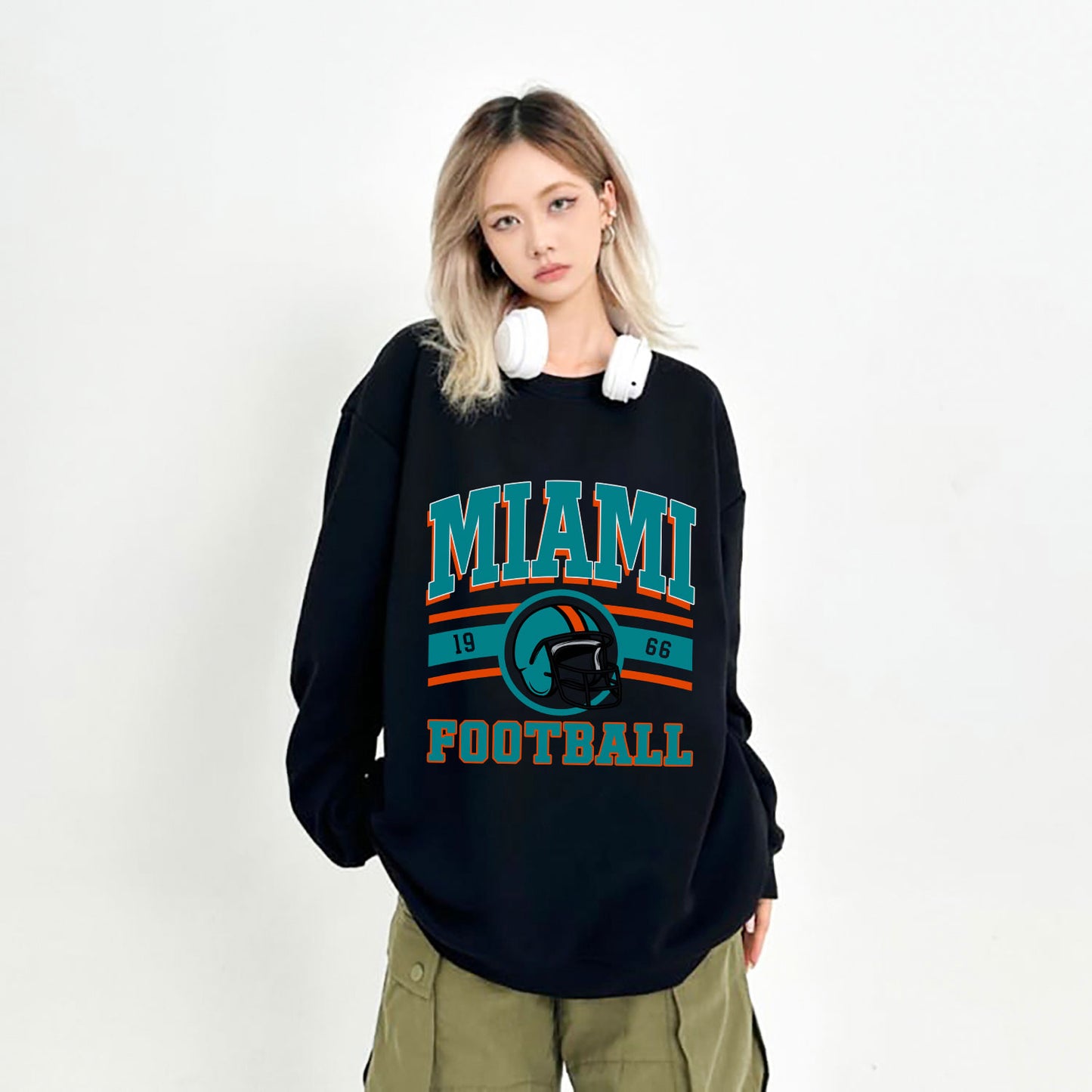 Miami FOOTBALL Sweatshirt, Miami FOOTBALL Shirt Retro Style 90s Vintage Unisex Crewneck, Graphic Tee Gift For Football Fan Sport