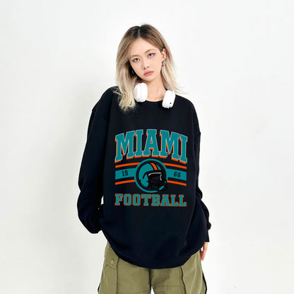 Miami FOOTBALL Sweatshirt, Miami FOOTBALL Shirt Retro Style 90s Vintage Unisex Crewneck, Graphic Tee Gift For Football Fan Sport