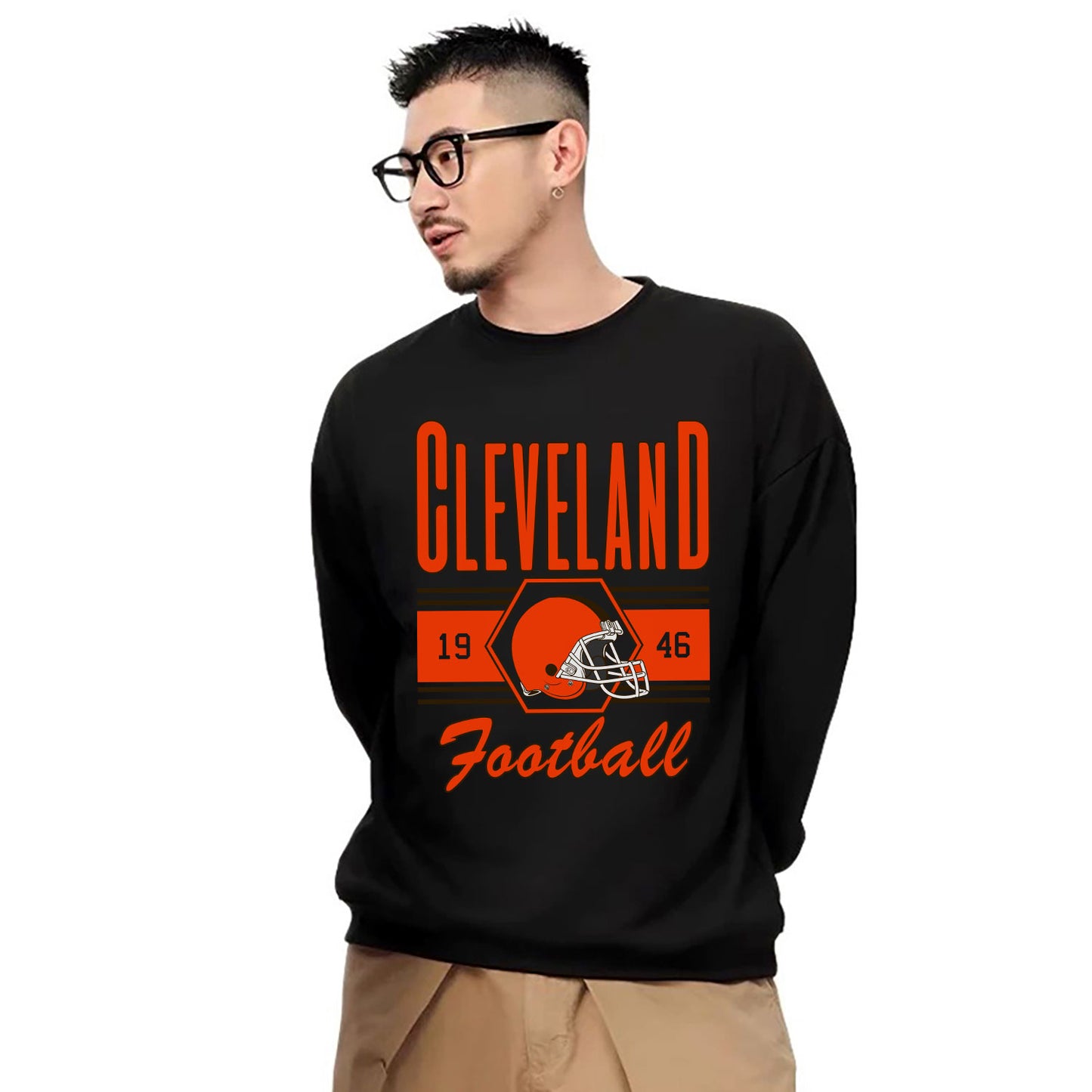 Cleveland Football Sweatshirt, Cleveland Shirt Retro Style 90s Vintage Unisex Crewneck, Graphic Tee Gift For Football Fan Sport