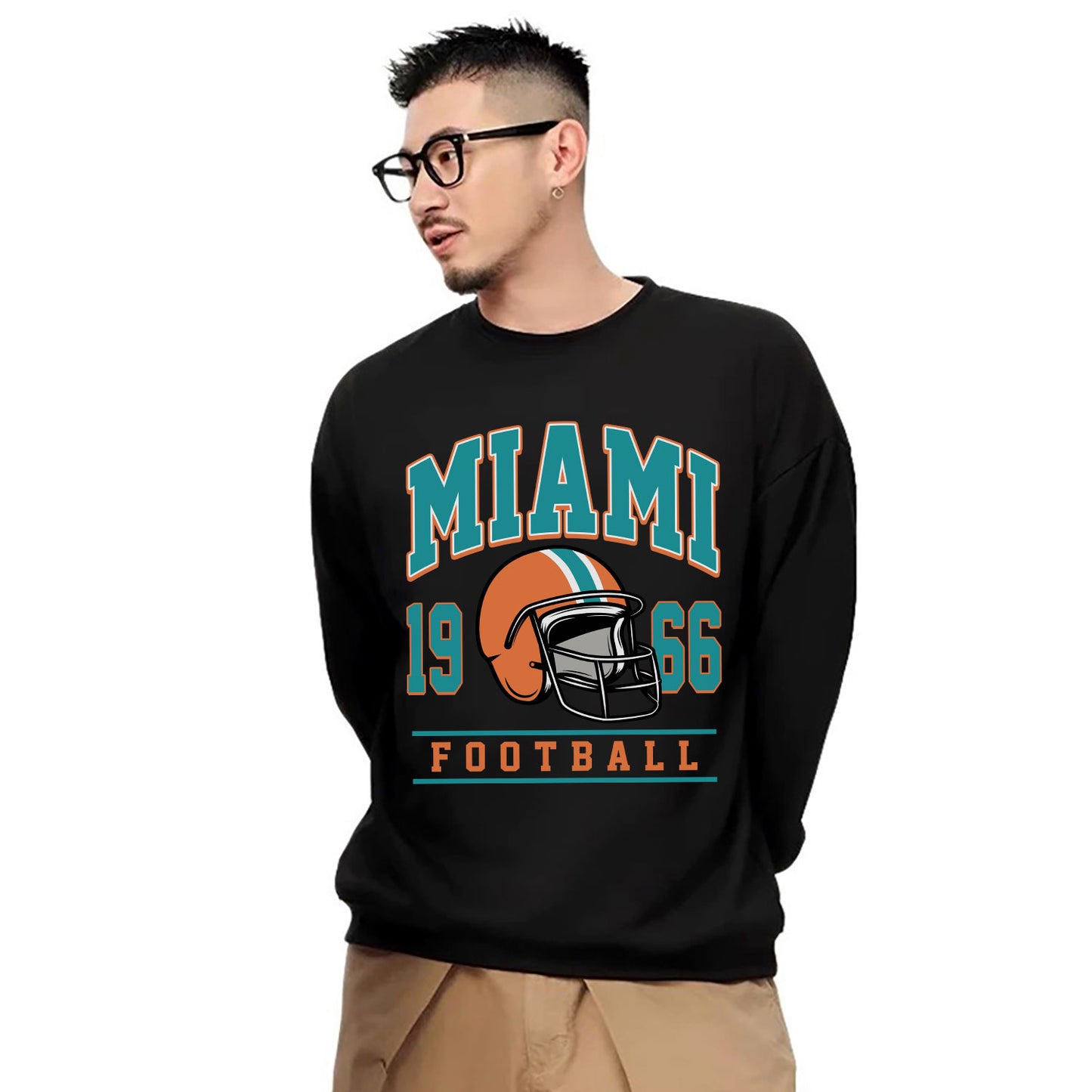 MIAMI 1966 FOOTBALL Sweatshirt, MIAMI 1966 FOOTBALL Shirt Retro Style 90s Vintage Unisex Crewneck, Graphic Tee Gift For Football Fan Sport