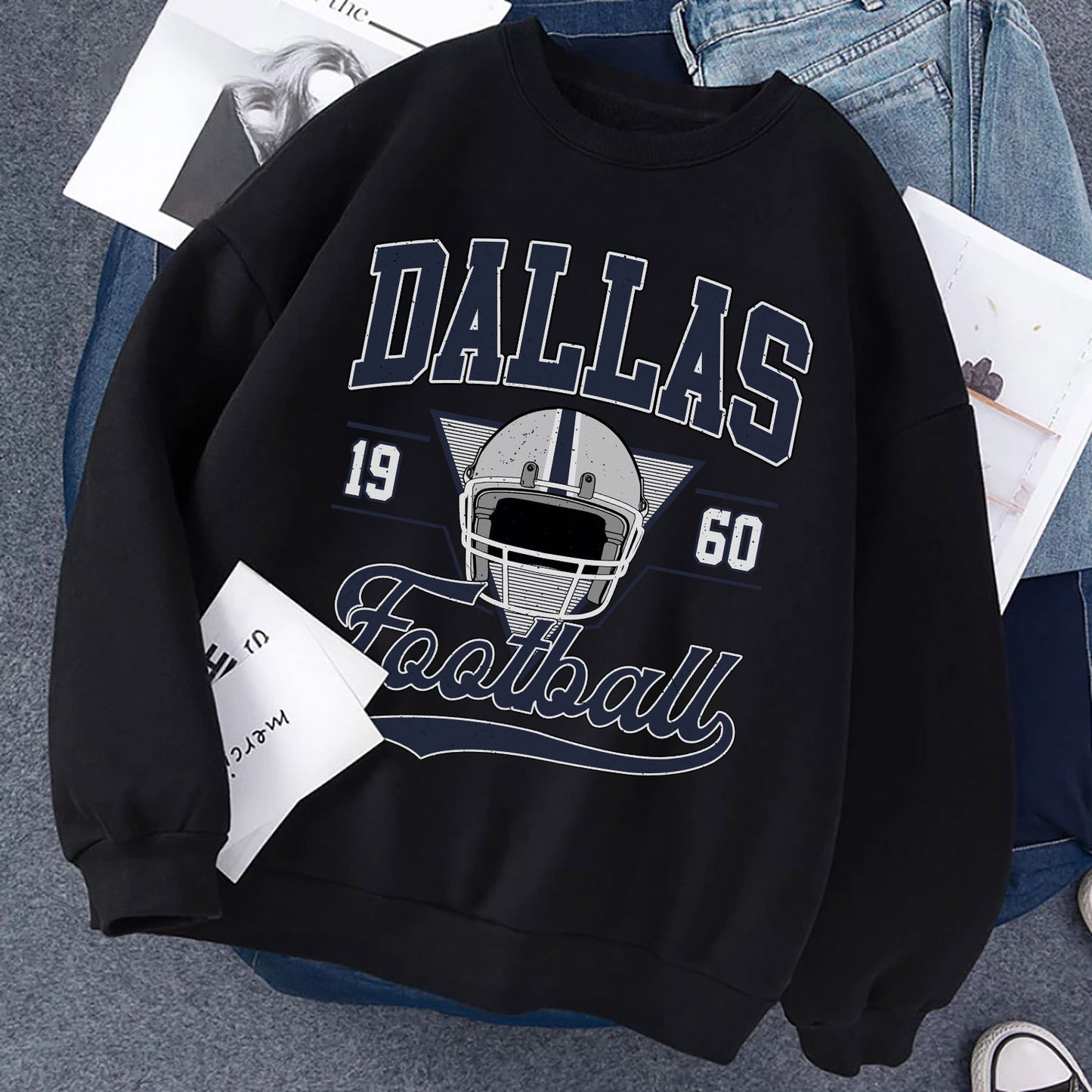 DALLAS 1960 Football Sweatshirt, DALLAS 1960 FOOTBALL Shirt Retro Style 90s Vintage Unisex Crewneck, Graphic Tee Gift For Football Fan Sport