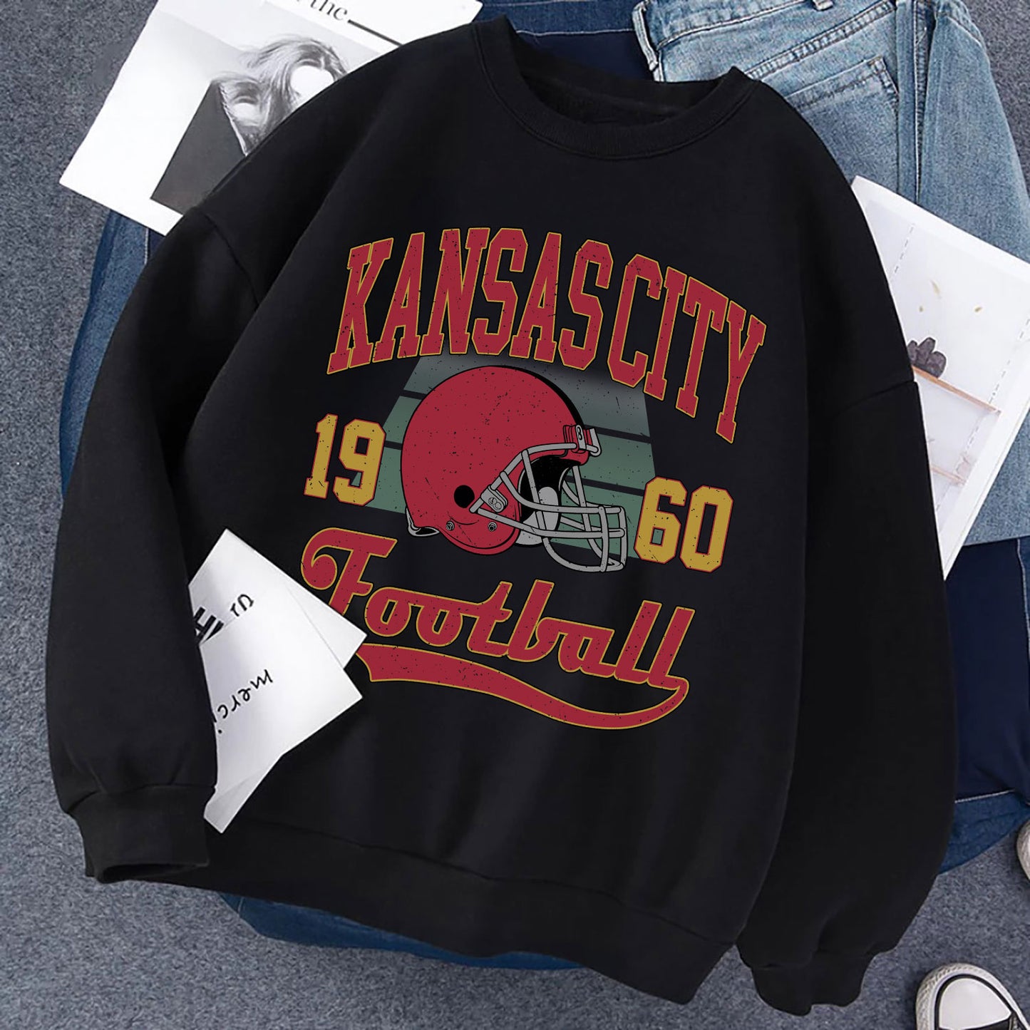 KANSAS CITY 1960 FOOTBALL Sweatshirt, KANSAS CITY 1960 FOOTBALL Shirt Retro Style 90s Vintage Unisex Crewneck, Graphic Tee Gift For Football Fan Sport