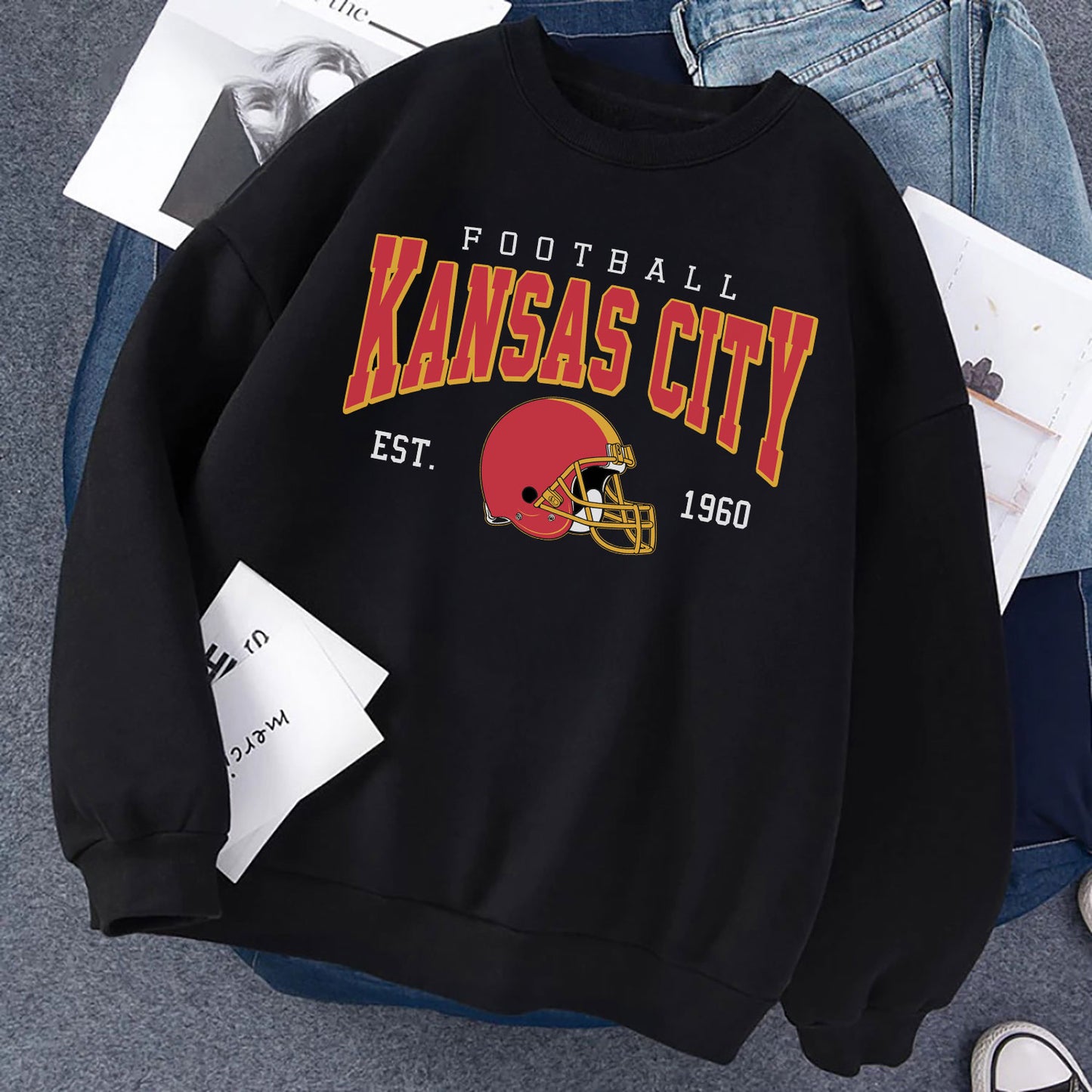 Kansas City A FOOTBALL Sweatshirt, Kansas City A FOOTBALL Shirt Retro Style 90s Vintage Unisex Crewneck, Graphic Tee Gift For Football Fan Sport