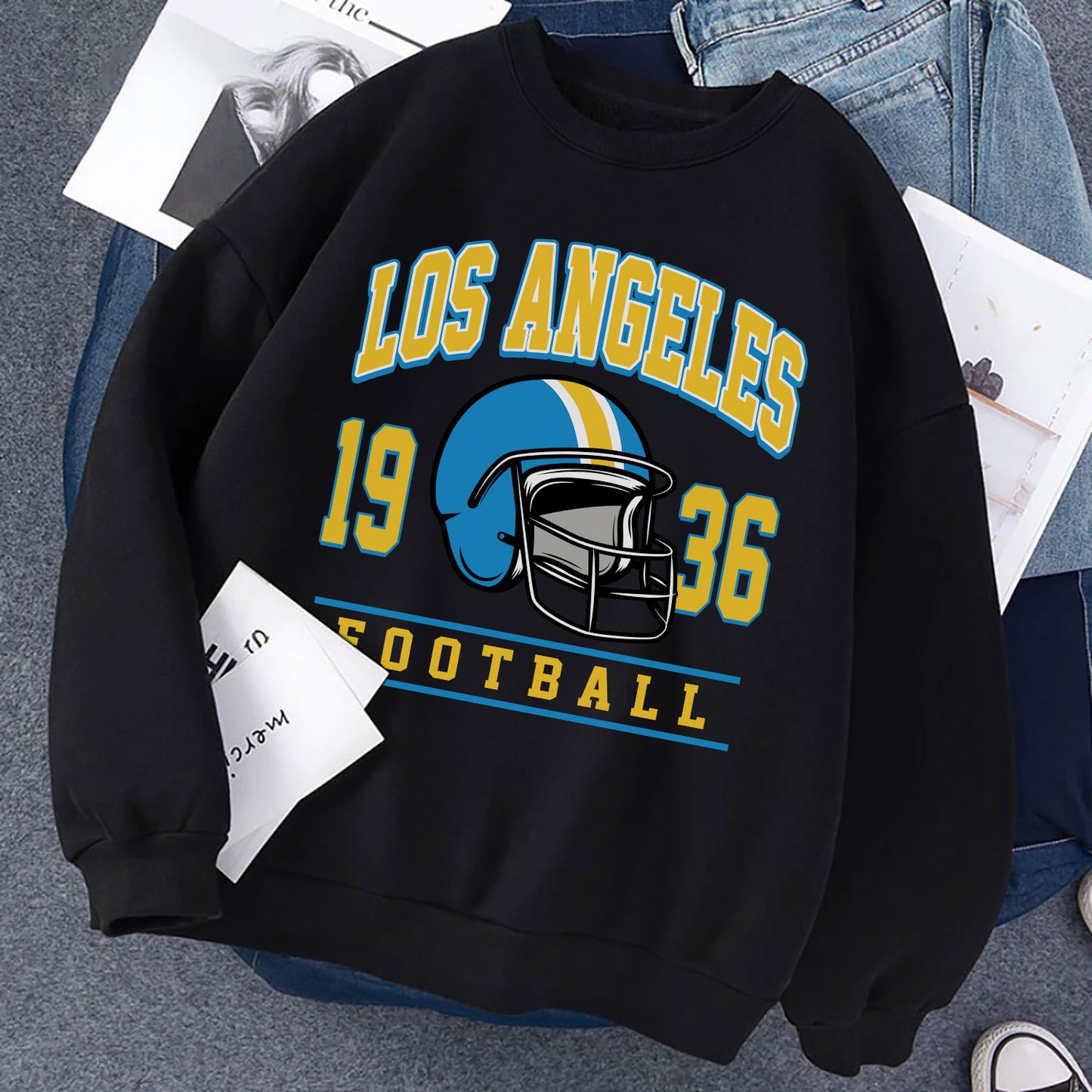 LOS angeles 1936 FOOTBALL Sweatshirt, LOS angeles 1936 FOOTBALL Shirt Retro Style 90s Vintage Unisex Crewneck, Graphic Tee Gift For Football Fan Sport
