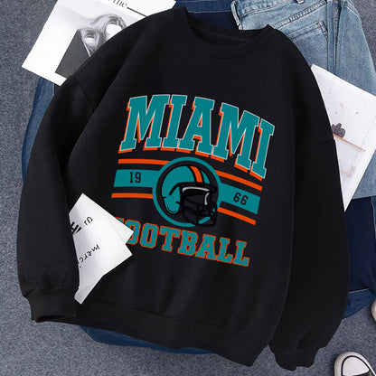 Miami FOOTBALL Sweatshirt, Miami FOOTBALL Shirt Retro Style 90s Vintage Unisex Crewneck, Graphic Tee Gift For Football Fan Sport