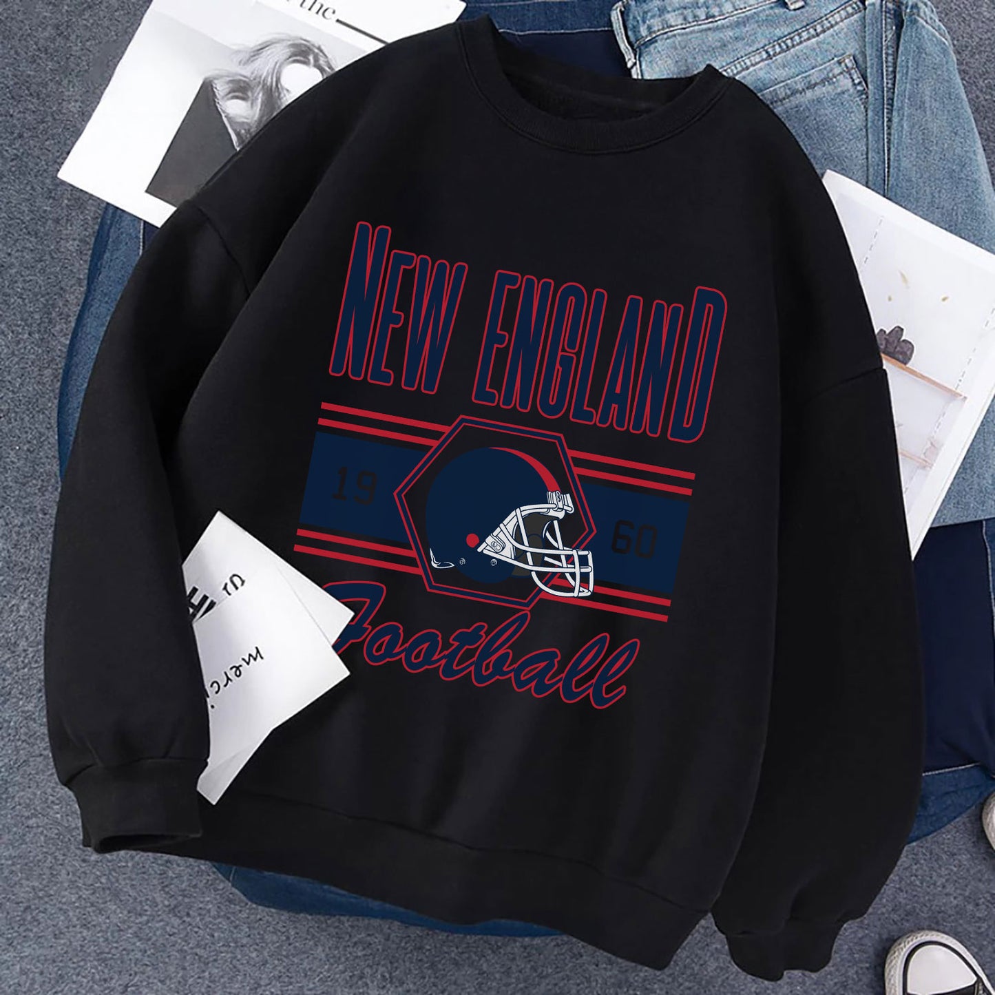 New England FOOTBALL Sweatshirt, New England FOOTBALL Shirt Retro Style 90s Vintage Unisex Crewneck, Graphic Tee Gift For Football Fan Sport