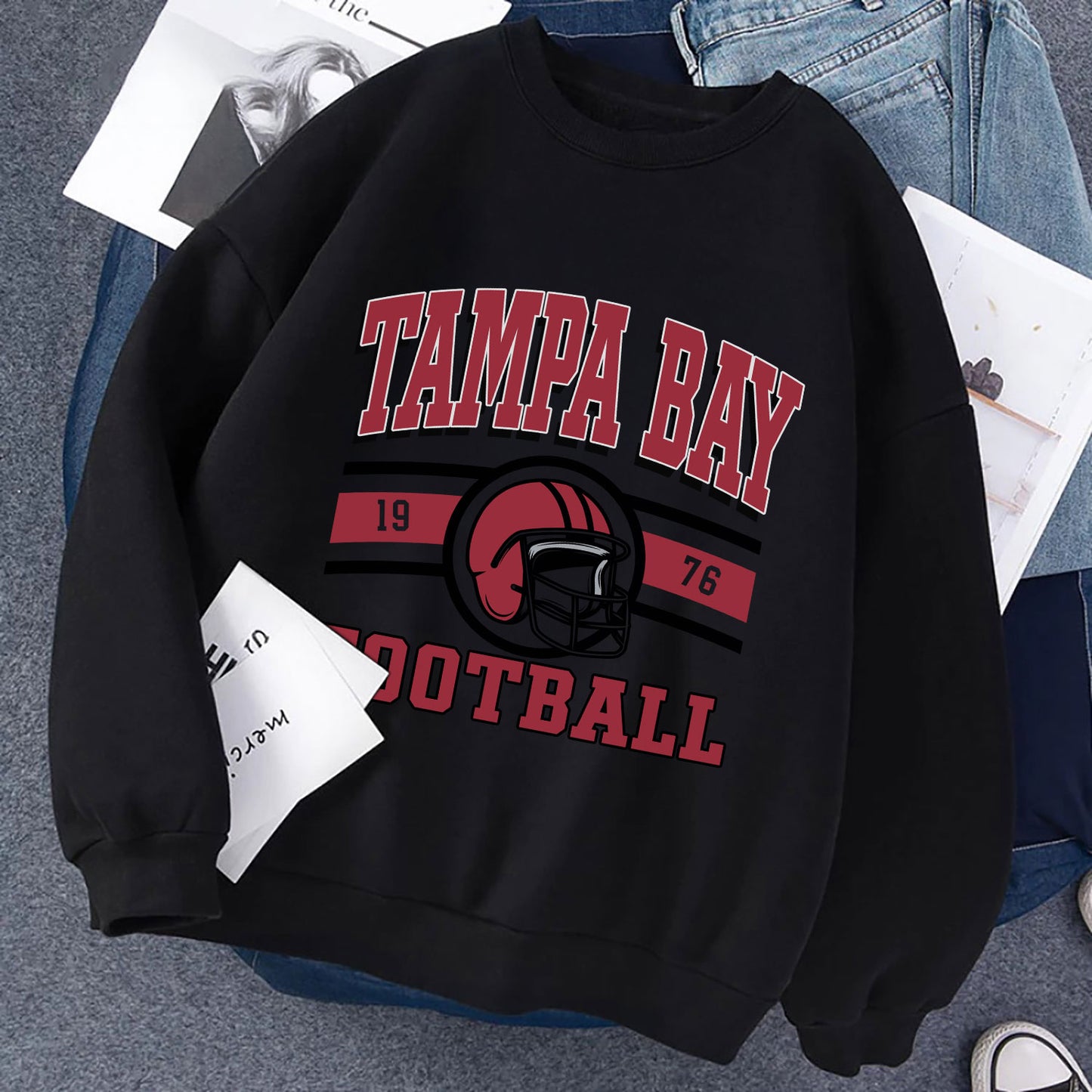 Tampa Bay Football Sweatshirt, Tampa Bay Football Shirt Retro Style 90s Vintage Unisex Crewneck, Graphic Tee Gift For Football Fan Sport
