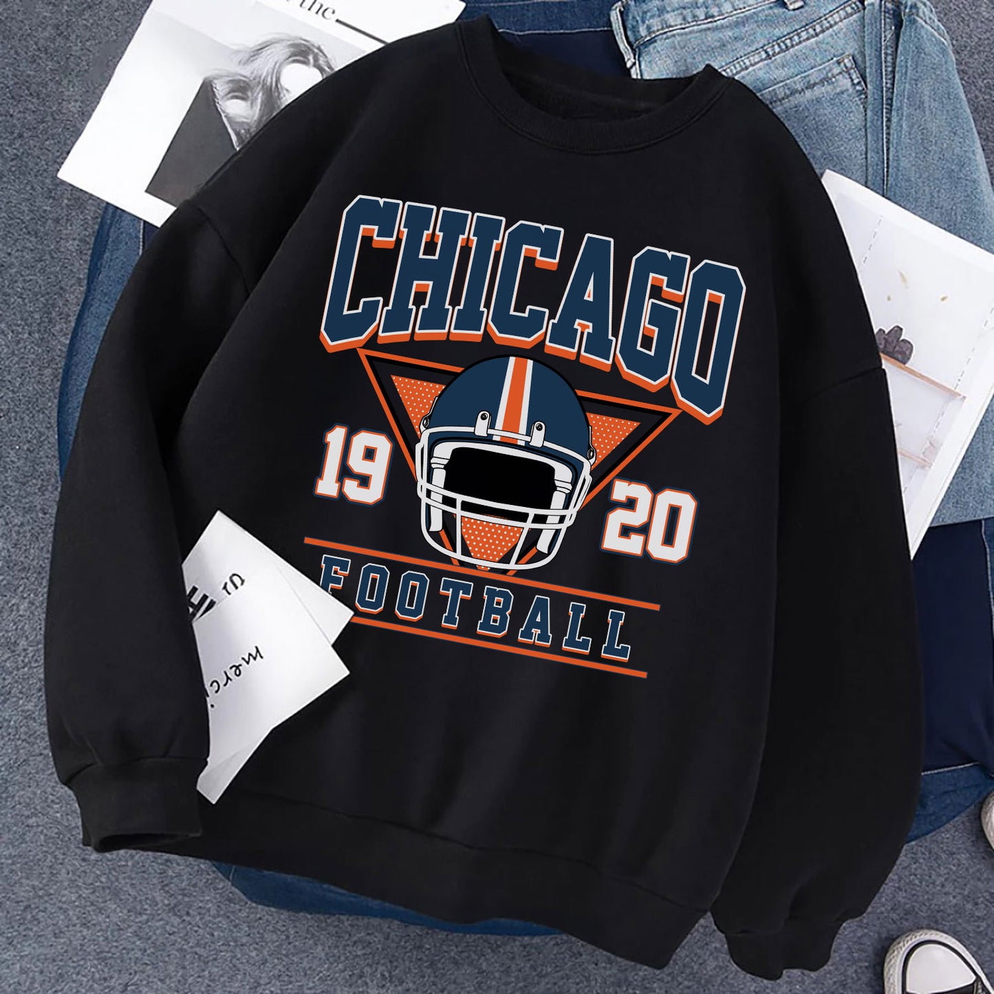 Chicago 1920 Football Sweatshirt, Chicago 1920 Shirt Retro Style 90s Vintage Unisex Crewneck, Graphic Tee Gift For Football Fan Sport.