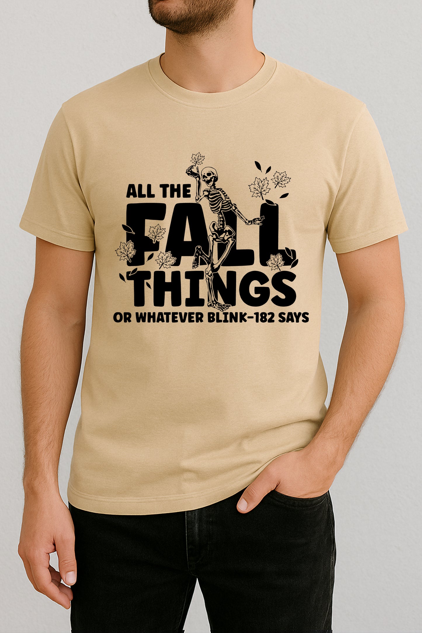 Funny Skeleton Fall T-Shirt – All The Fall Things Graphic Tee, Autumn Halloween Parody Shirt