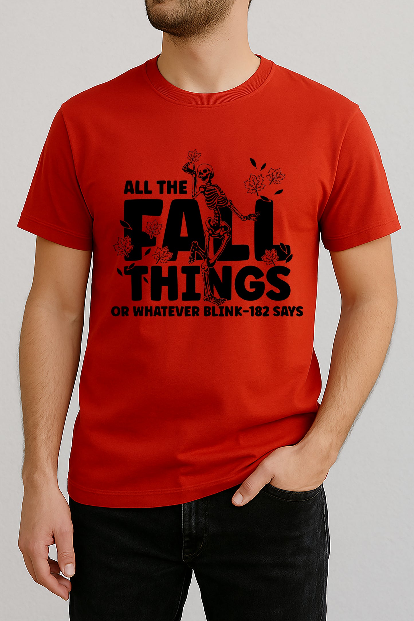 Funny Skeleton Fall T-Shirt – All The Fall Things Graphic Tee, Autumn Halloween Parody Shirt