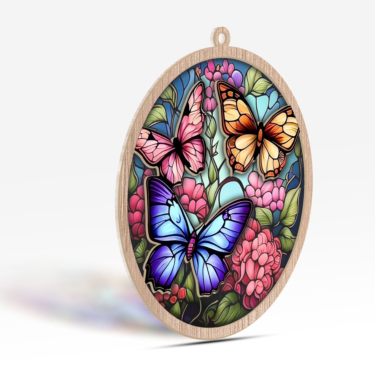 Butterfly Flowers Glass Coloful Ornament Decoration, Christmas 2023 Ornament, Christmas Decoration, Holiday Gift Idea, Ornament Butterfly Flower Plant