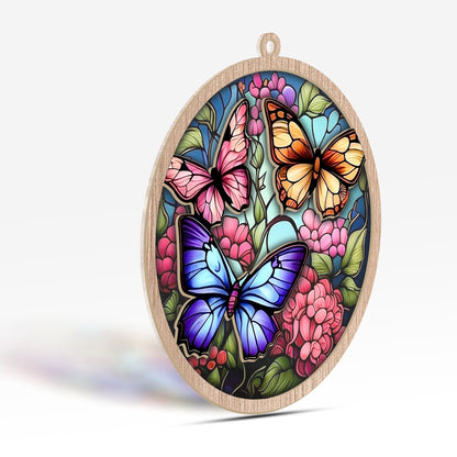 Butterfly Flowers Glass Coloful Ornament Decoration, Christmas 2023 Ornament, Christmas Decoration, Holiday Gift Idea, Ornament Butterfly Flower Plant