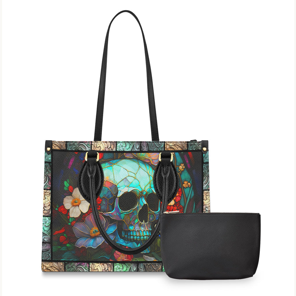 Floral Skull - Personalized Skull Leather Handbag
