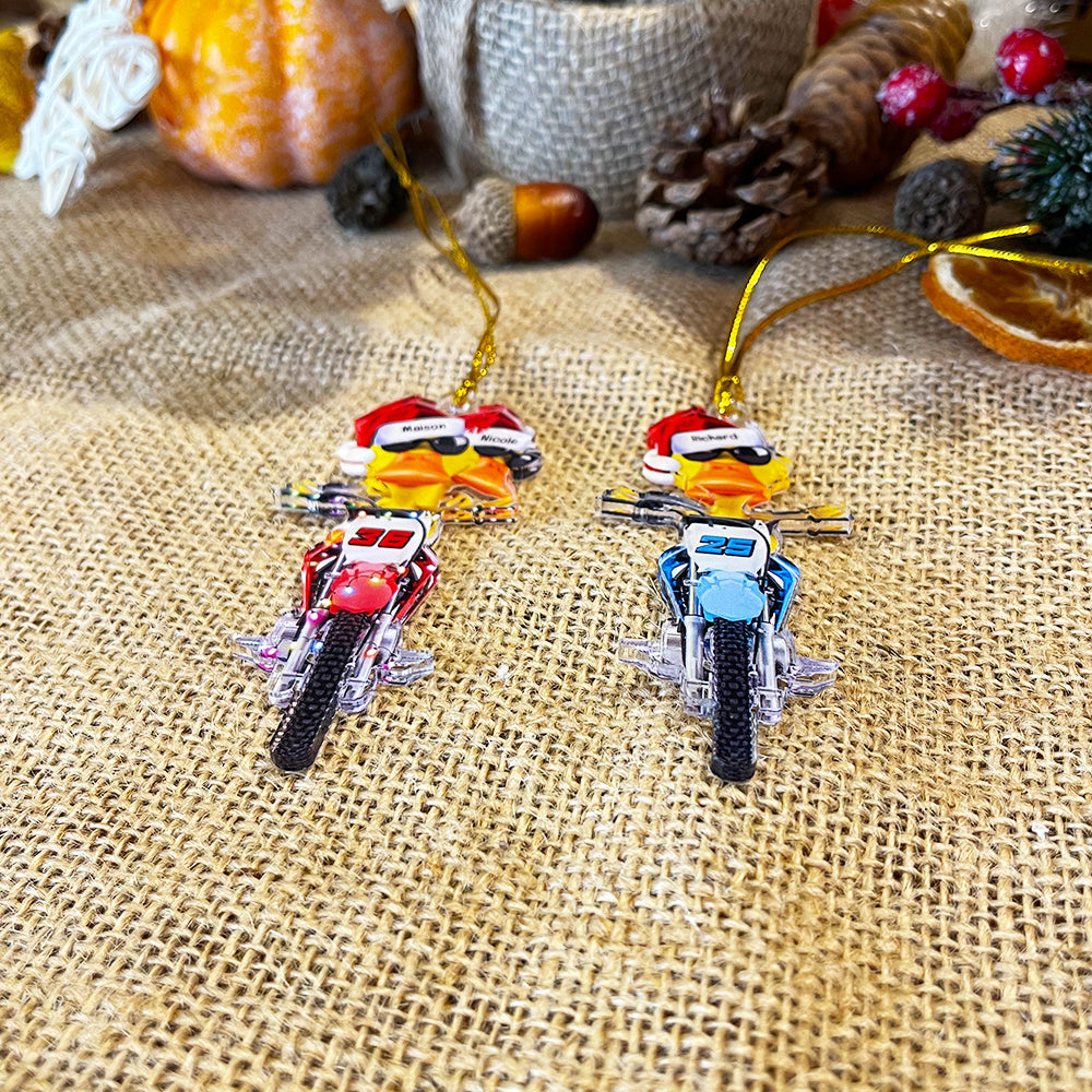 Gift For Motocross Lovers, Personalized Ornament, Motocross Duck Ornament, Christmas Gift
