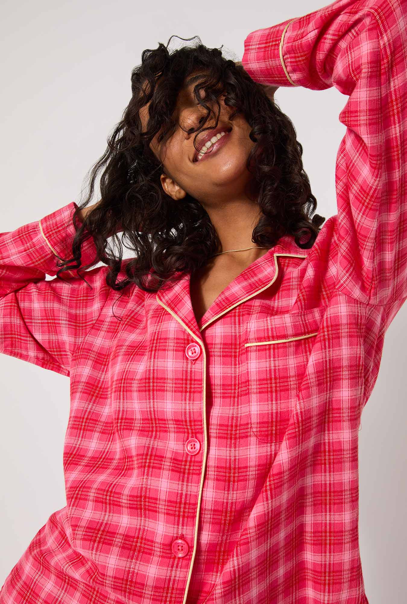 Wonderland Plaid Long Sleeve Classic Woven Portuguese Flannel PJ Set