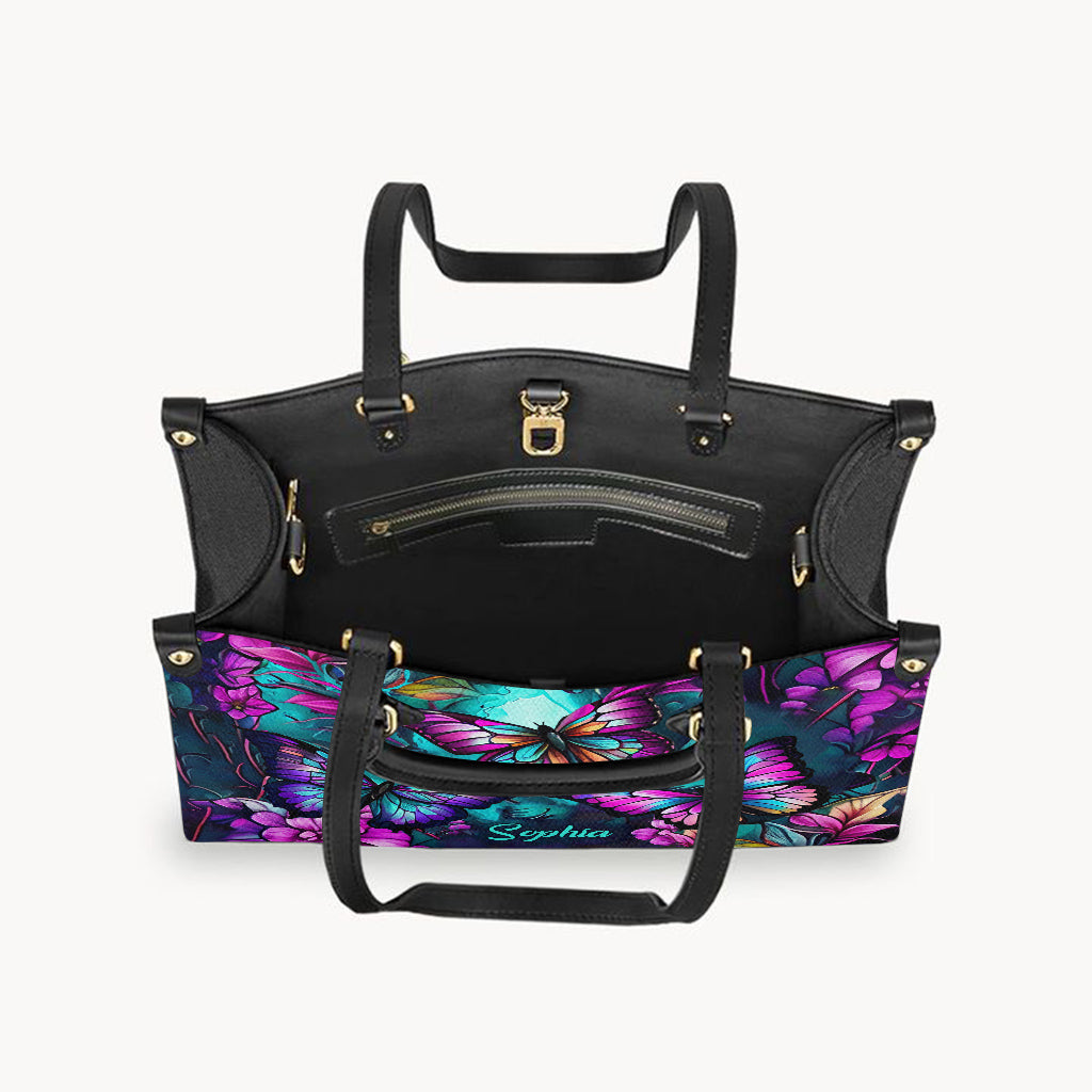Beautiful Butterflies - Personalized Butterfly Leather Handbag