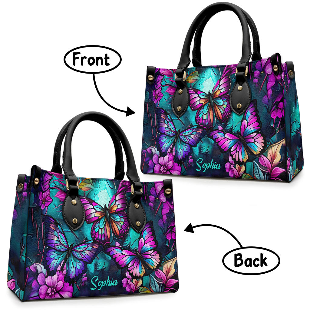 Beautiful Butterflies - Personalized Butterfly Leather Handbag