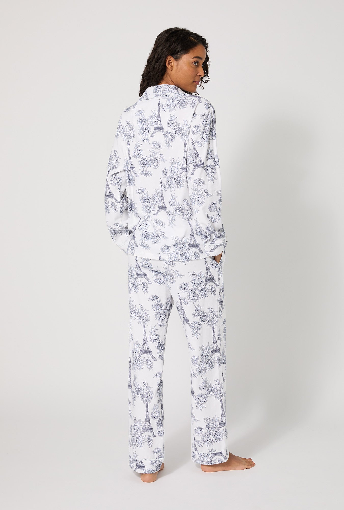 La Belle Eiffel Long Sleeve Classic Woven Portuguese Flannel PJ Set