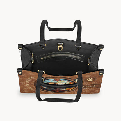 Stained Glass Dog - Personalized Dog Leather Handbag