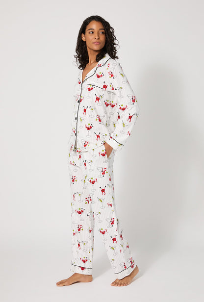 Tipsy Santa Long Sleeve Classic Stretch Jersey Pj Set