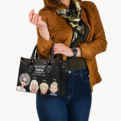Important Nana Stuff - Personalized Mother's Day Grandma Leather Handbag