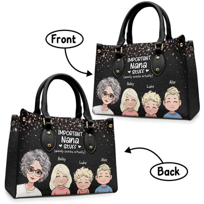 Important Nana Stuff - Personalized Mother's Day Grandma Leather Handbag