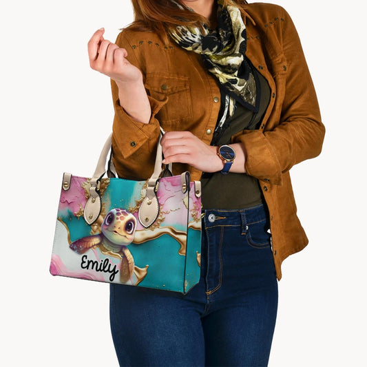 Salty Lil' Beach - Personalized Turtle Leather Handbag