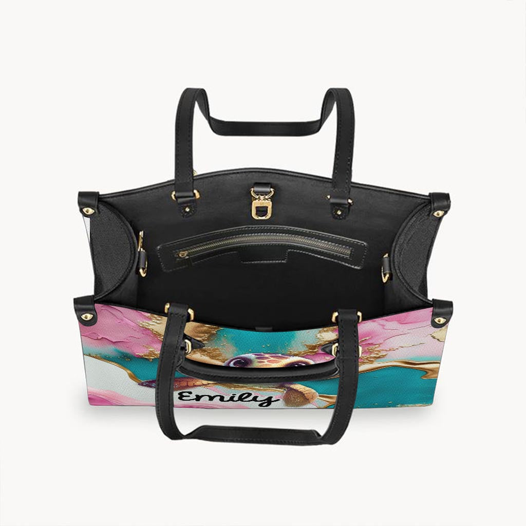 Salty Lil' Beach - Personalized Turtle Leather Handbag