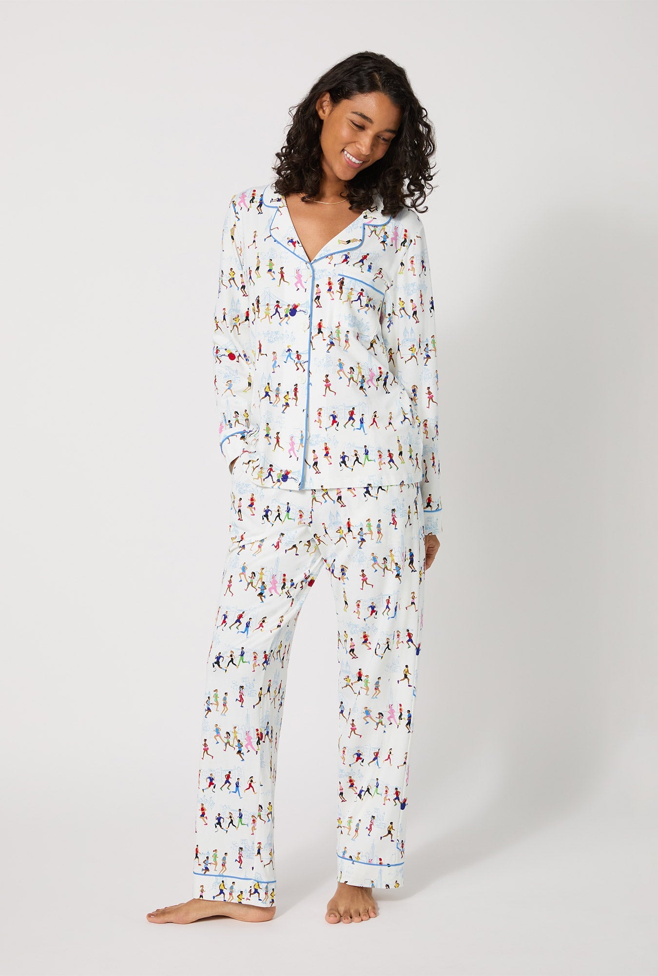 Run NYC Run Long Sleeve Classic Stretch Jersey Pj Set