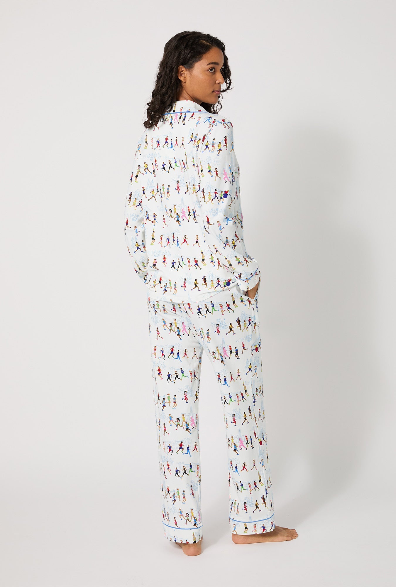 Run NYC Run Long Sleeve Classic Stretch Jersey Pj Set