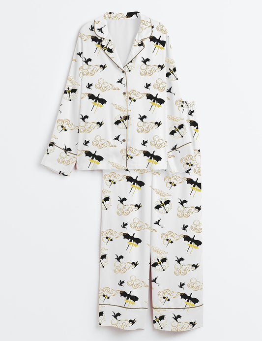 Women’s Threshing Dragon Long Sleeve Satin Pajama Set