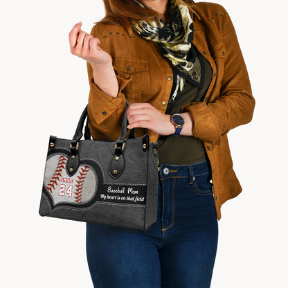 My Heart Is On That Field - Personalized Baseball Leather Handbag
