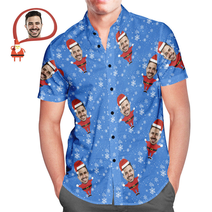 Men's Custom Face Christmas Santa All Over Print Hawaiian Shirt Christmas Gift