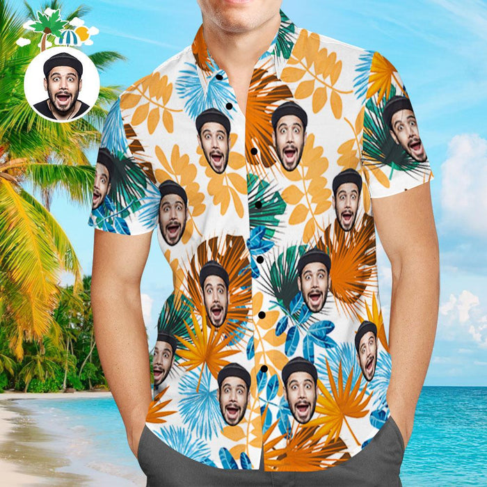 Custom Hawaiian Shirts Colourful Leaves Design Aloha Beach Shirt For Men