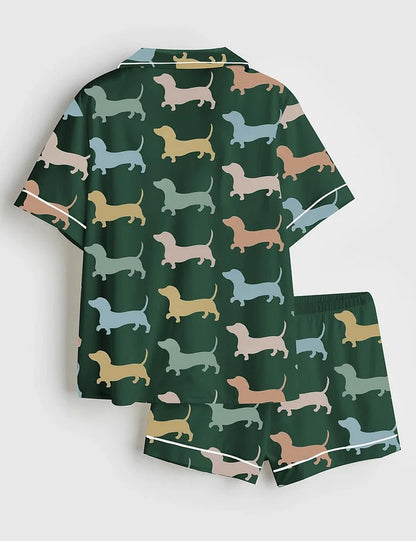 Women's Dachshund Cute Dog Short Sleeve Pajama Set