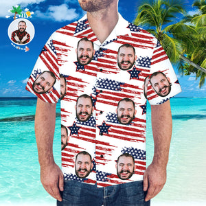 Custom Face Hawaiian Shirt America Flag Hawaiian Shirt for Beach Party